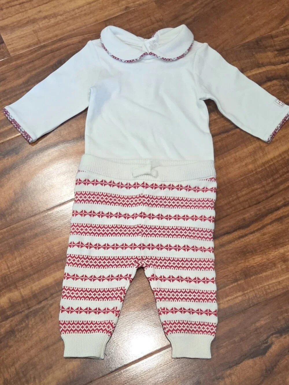 Janie and Jack NWT 0-3 Months Collared Bodysuit and Red Fair Isle Sweater Pants